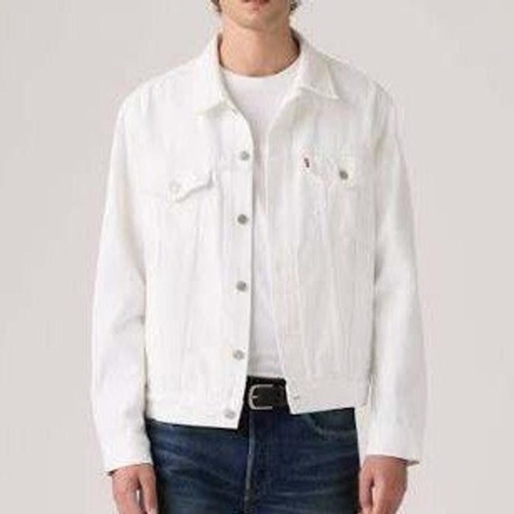 NWOT Levis Denim Trucker Jacket Men's XL White 100% Cotton Standard Fit Classic